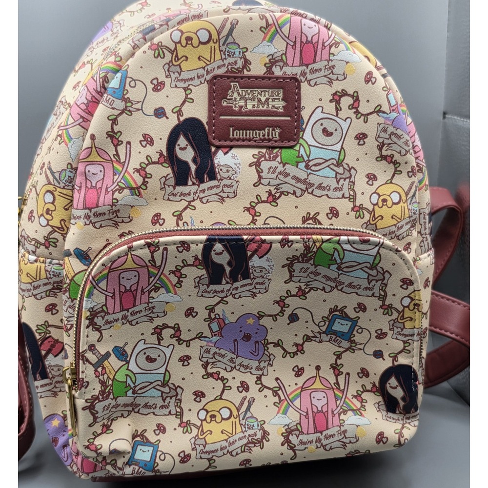 Loungefly Adventure Time Banner AOP Mini Backpack Finn Jake BMO Marceline
